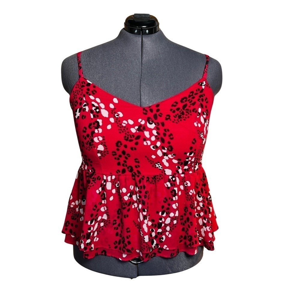 Torrid Pink with Black/White Cheetah Detail Peplum Chiffon Midi Cami (Size 2) - Picture 1 of 5